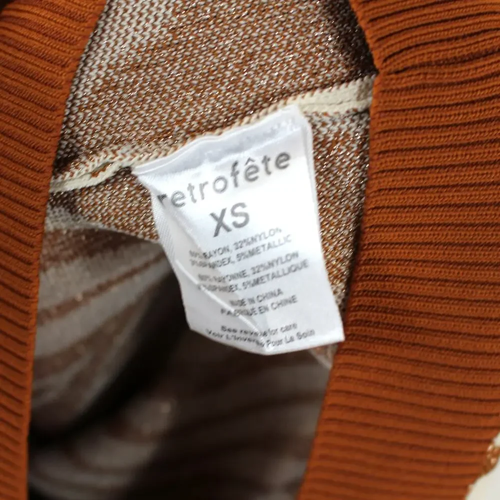 Retrofete Dimi Zebra Mini Dress Brown Cream Cut Out Sleeveless Ribbed Knit XS - Picture 8 of 8